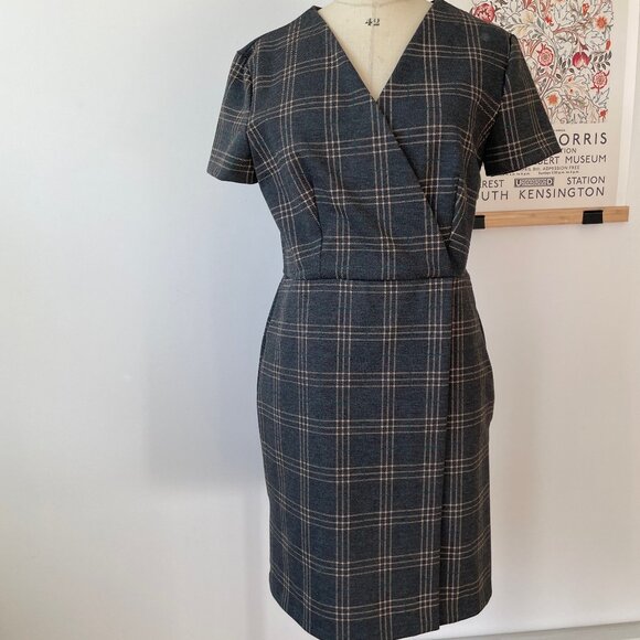 Mango Charcoal Checkered Midi Dress - Picture 2 of 11